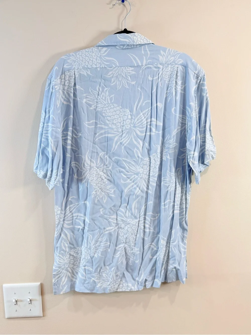 🔥Polo by Ralph Lauren Pale Blue Pineapple-Print Camp Shirt Size S EUC🔥